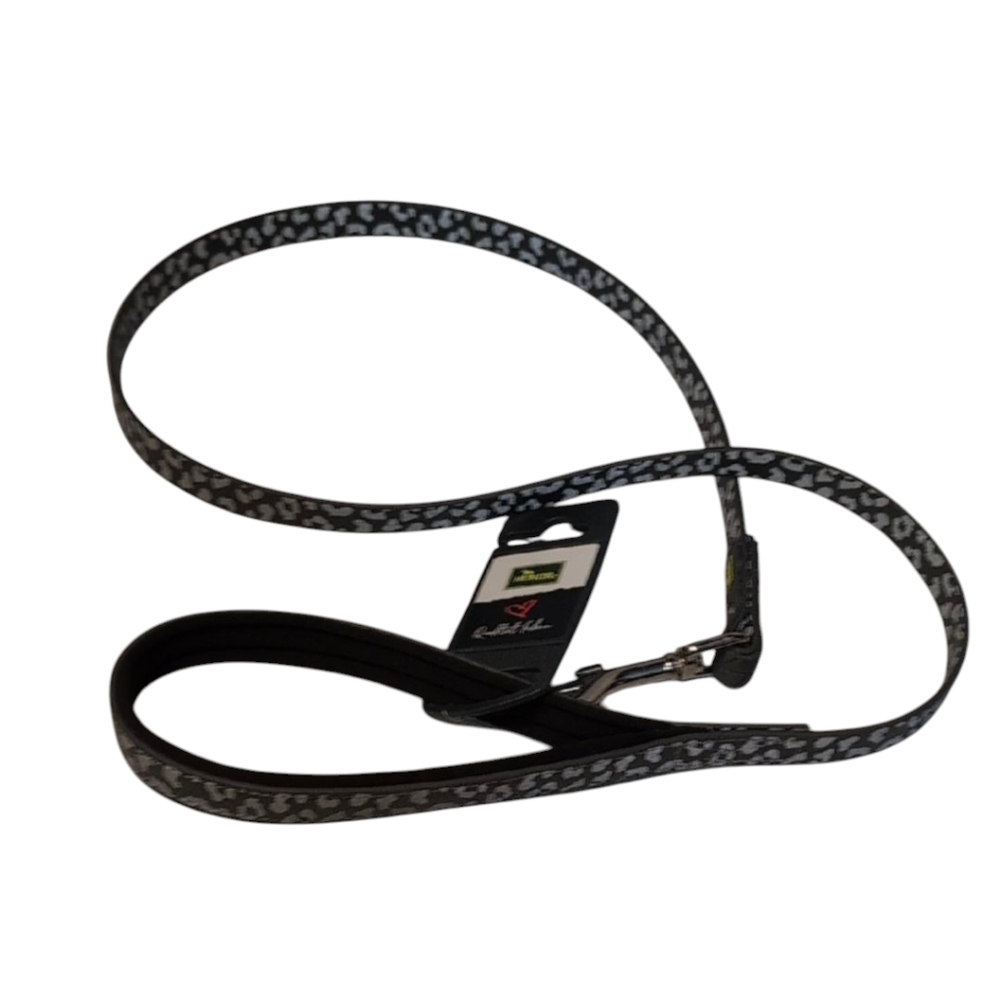Hunter T-Leash Plastic Grey Reflective Leopard Print Pet Leash